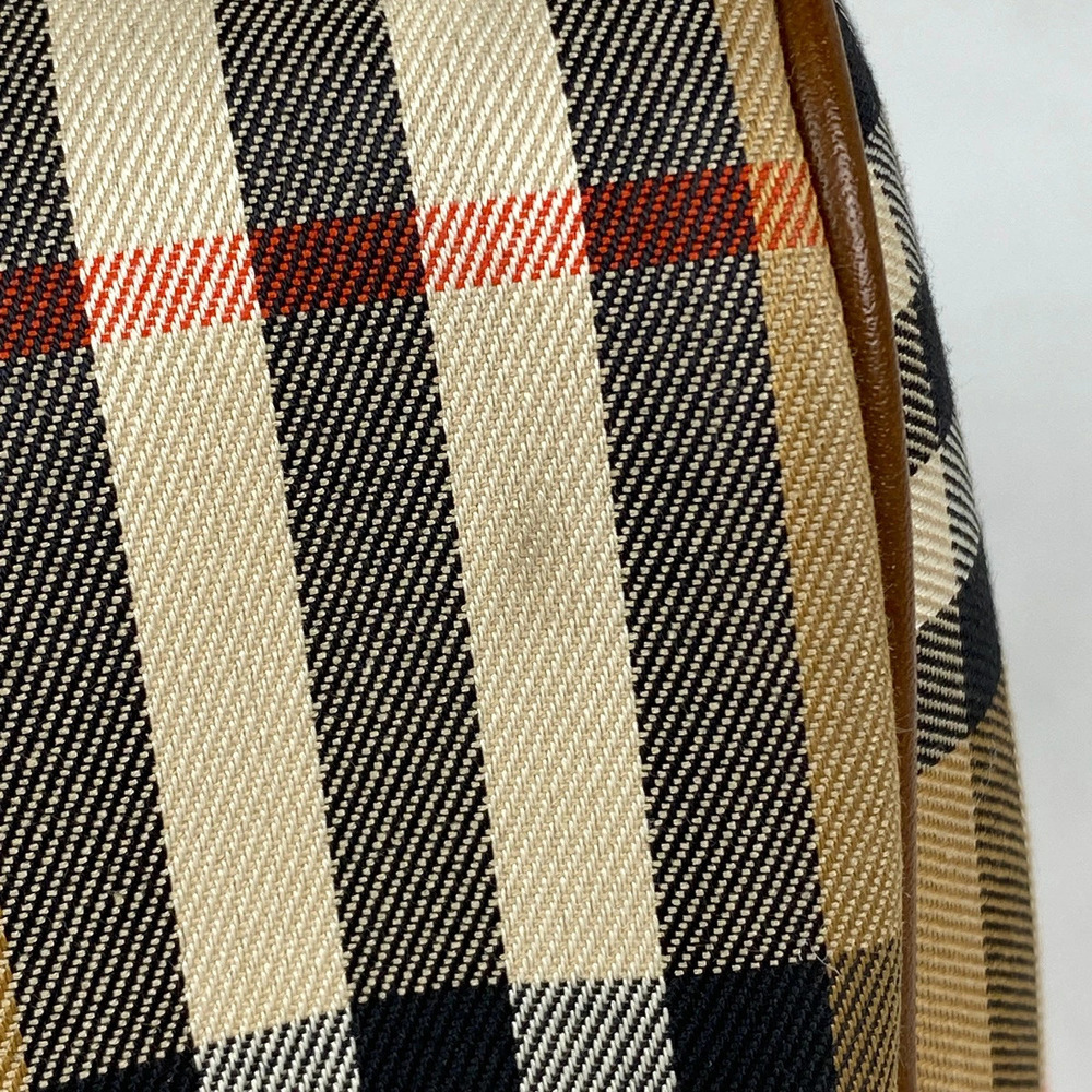 Burberry canvas check brown handbag Boston logo